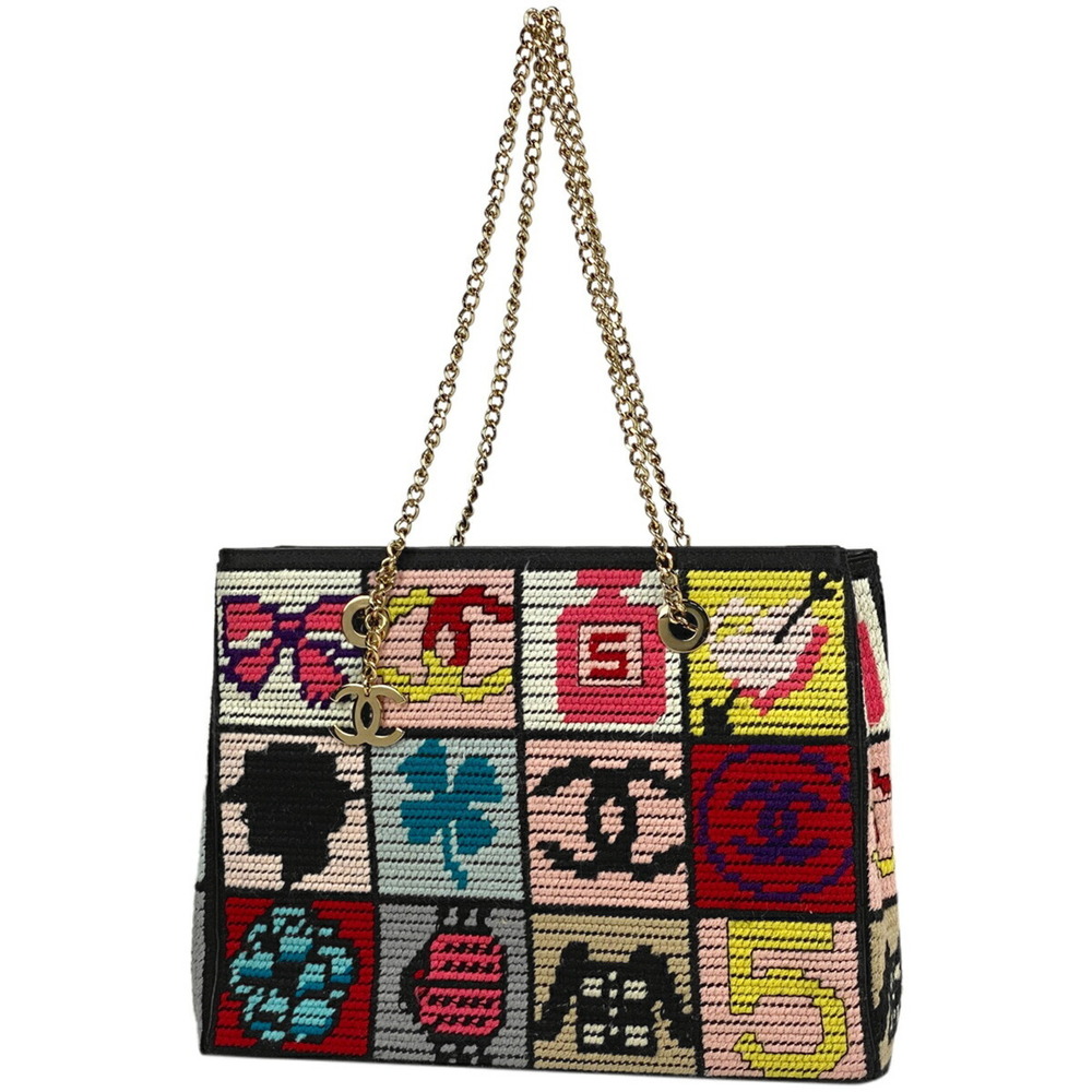 Chanel Icon Chain Tote Bag Black Multicolor